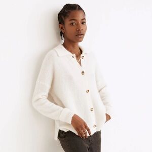 Madewell Carrabelle Polo Cardigan Sweater Heather Lighthouse Alpaca Blend Smalll